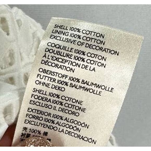 Anthropologie Maeve Monika White Beaded Eyelet Sleeveless Blouse size Small - Picture 8 of 8